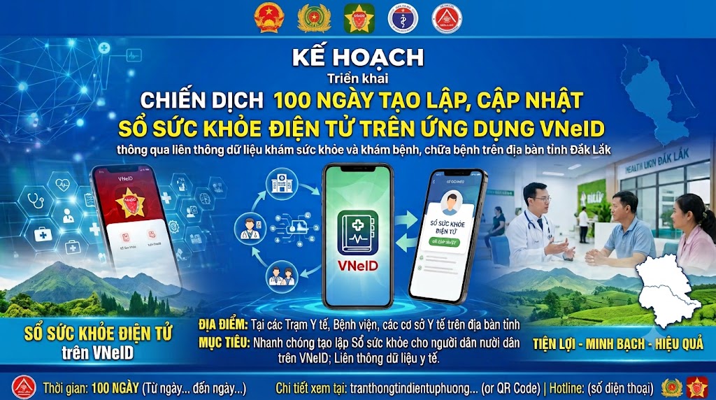 Đắk Lắk triển khai Chiến dịch 100 ngày tạo lập, cập nhật Sổ sức khỏe điện tử trên ứng dụng VNeID