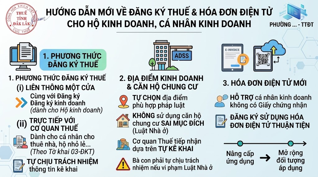 Hướng dẫn mới về đăng ký thuế và sử dụng hóa đơn điện tử cho hộ, cá nhân kinh doanh