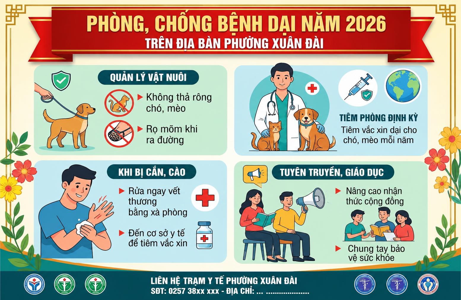 Tăng cường công tác phòng, chống bệnh dại năm 2026 trên địa bàn phường