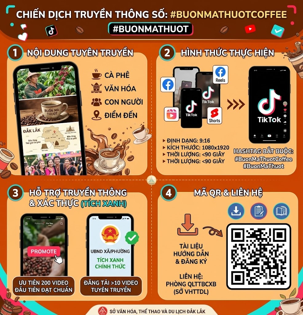 Phát động chiến dịch truyền thông số quảng bá thương hiệu cà phê buôn ma thuột trên tiktok