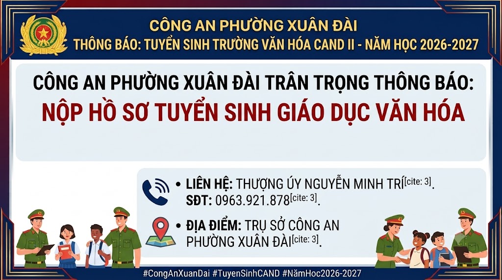 Thông báo tuyển sinh vào Trường Văn hóa CAND II năm học 2026 – 2027
